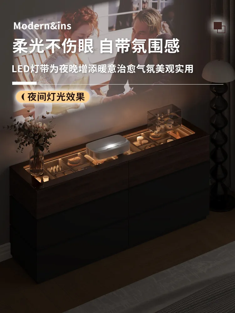 Bedroom chest of drawers, wall cabinets, solid wood bed end six-drawer storage cabinets, floor-to-ceiling jewelry cabinets