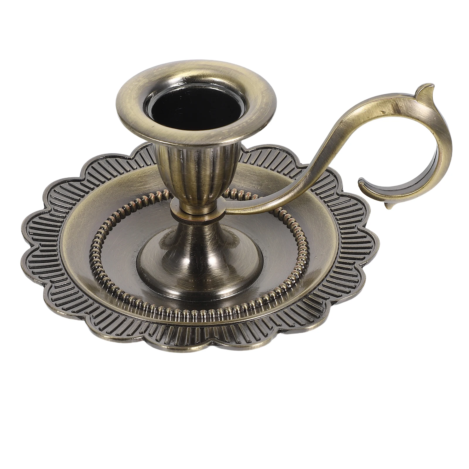 

Retro Candlestick Plate Copper Holder Tray Zinc Alloy Decorations Dining Table Centerpieces Elegant Metal Candelabra
