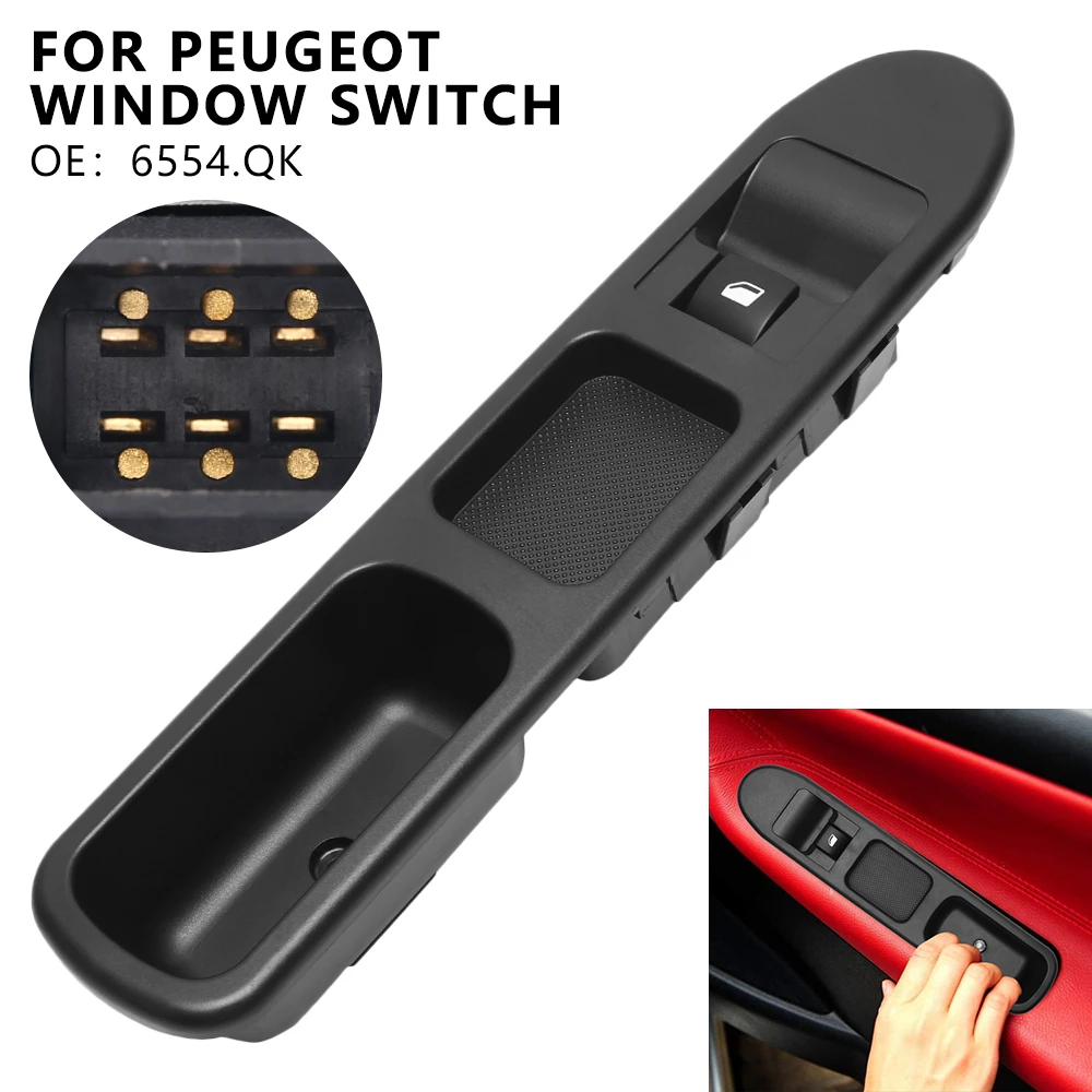 

1-4pcs Peugeot 207 Car Window Control Switch Front Passenger Side Electric Window Regulator Lifting Switch Panel OE 6654QK 6 PIN