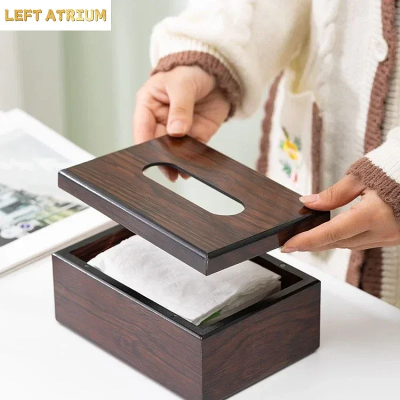 Walnut Wood Tissue Box Commercial Hotel Restaurant Paper Drawer Square Wooden Box Advertising Paper Drawer