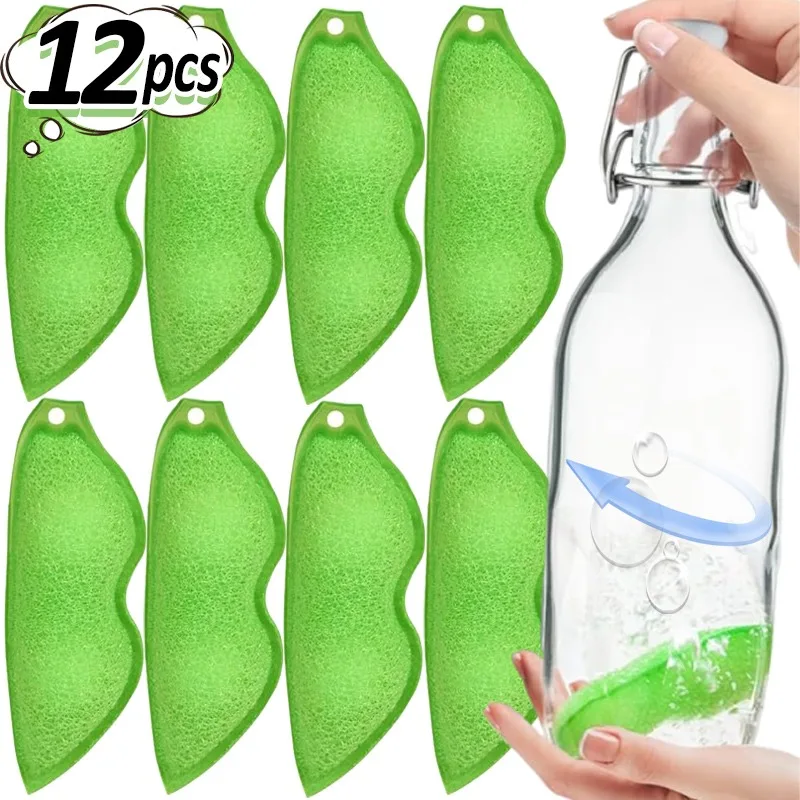 12/1PCS Pea Cleaning Sponge Kitchen Cup Cleaning Brush Coffee Tea Glass Bottle Wine Drink Cleaner Brush Cup Scrubber Clean Tool