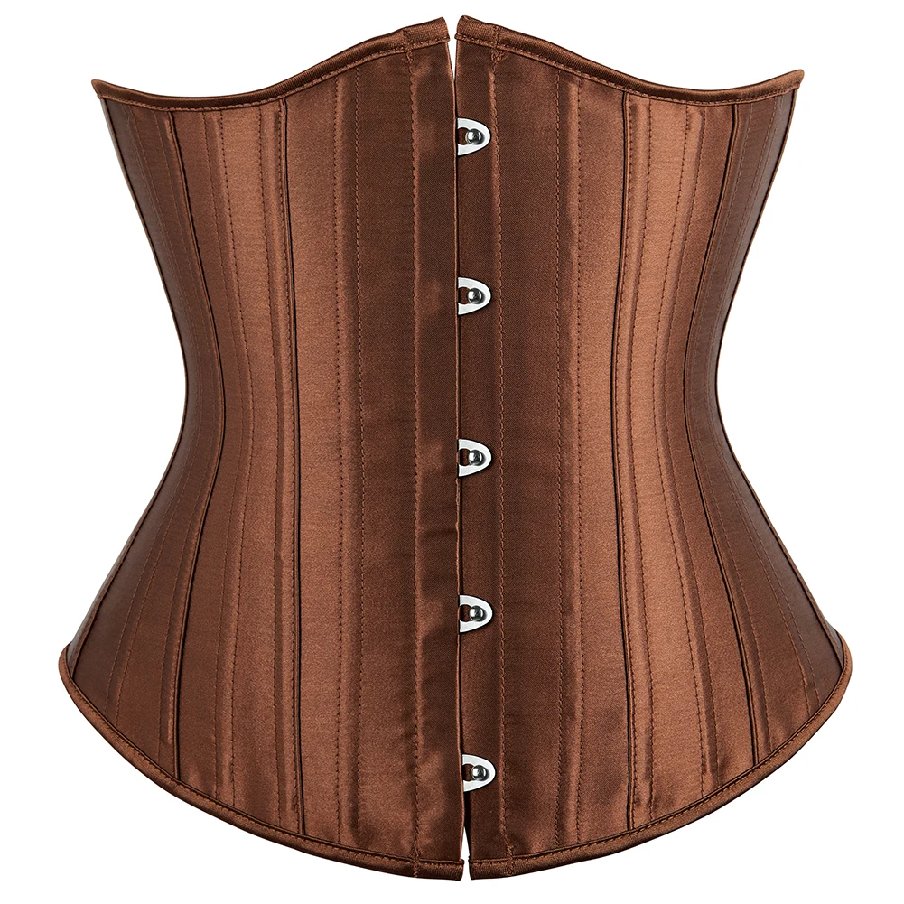 Underbust Corset 26 Steel Boned Satin Corselet Women Cupless Chest Binder Bustier