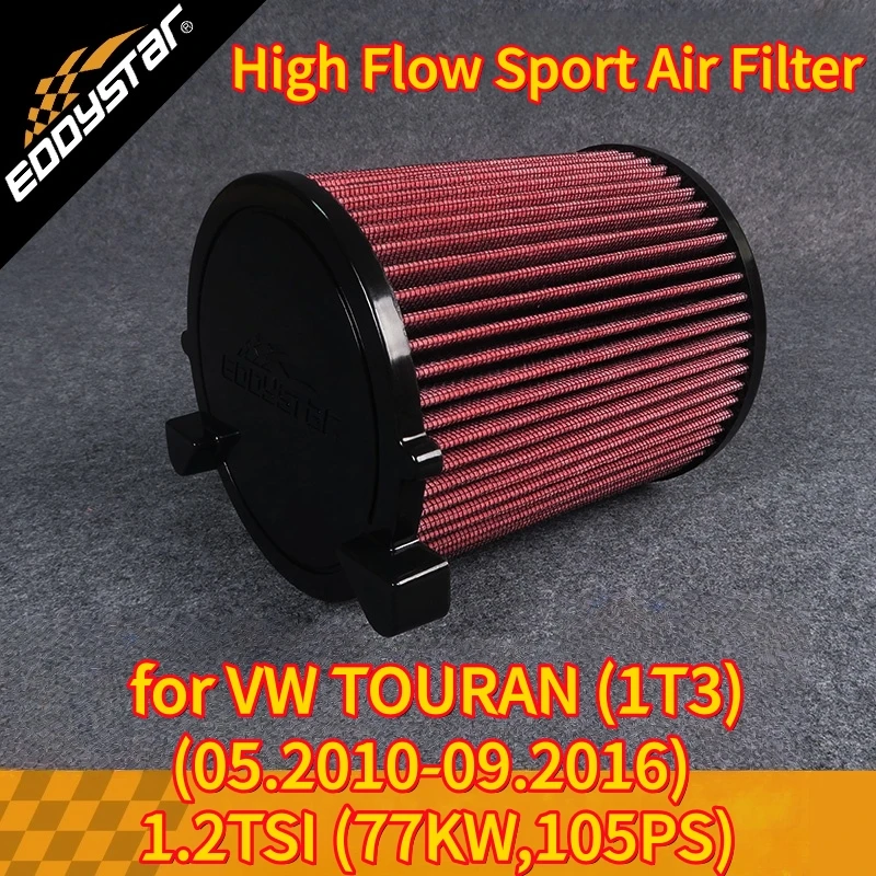 

High Flow Sport Air Filter for VW TOURAN (1T3)(05.2010-09.2016) 1.2TSI (77KW,105PS) Washable Racing Intake Filters