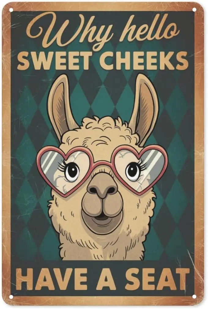 Vintage Llama Humor Metal Tin Sign 8X12IN 