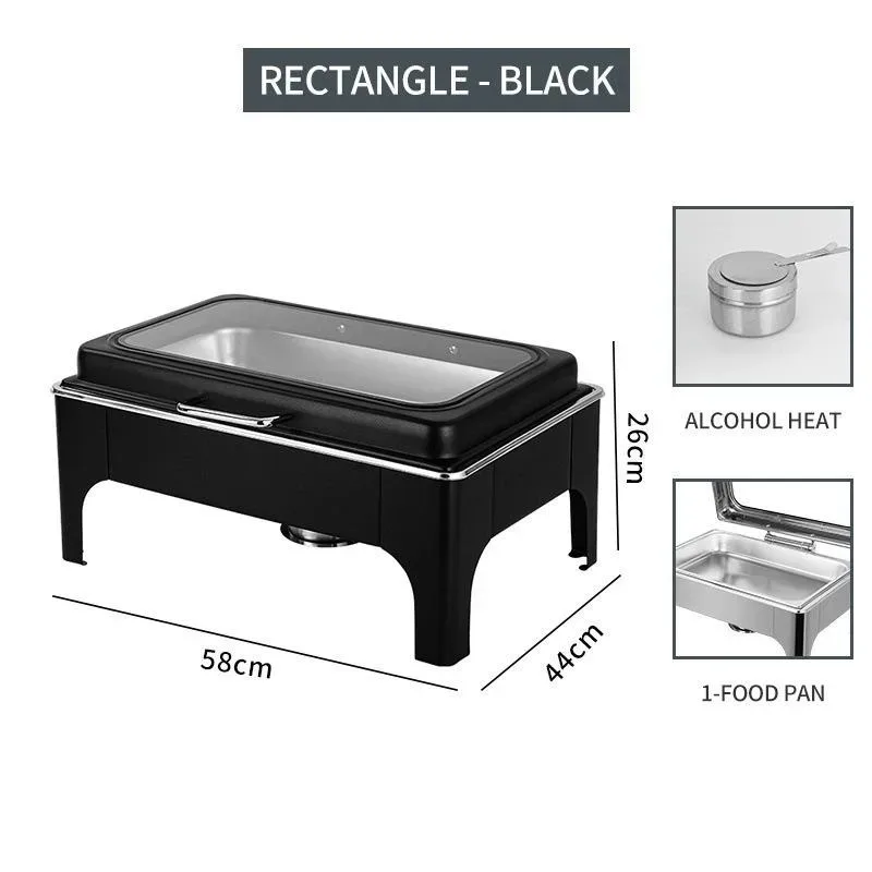 Stainless Steel Restaurant Hotel Wedding Black Hydraulic Chafing Dish 9L Gas Fuel Heating Buffet Server Food - view 2