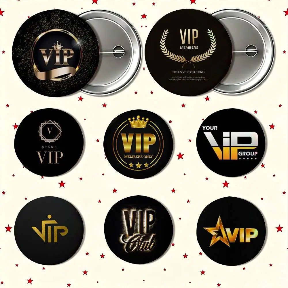 Fashion V-VIP-S Member Only Enamel Pin Tinplate Round Brooch Cosplay Nijigen Otaku Culture Badge 25mm 32mm 44mm 58mm