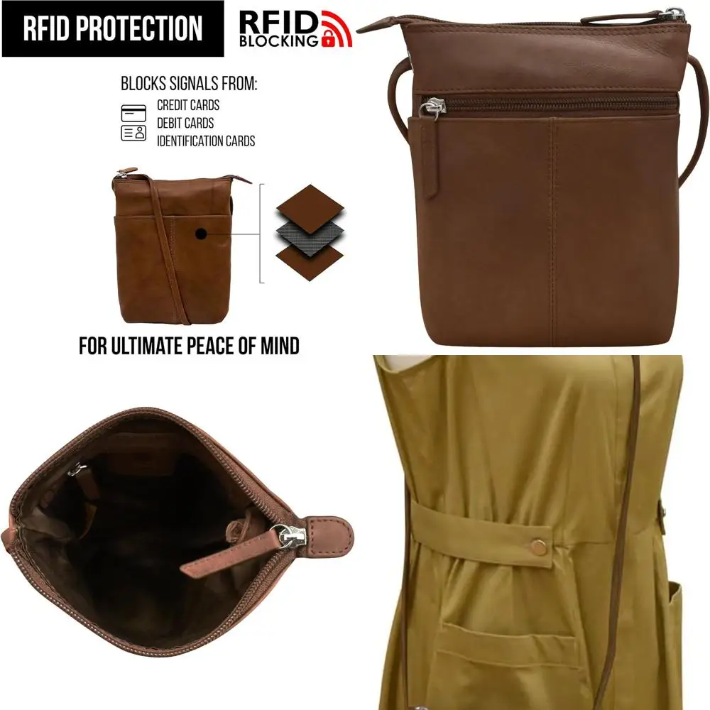 

Genuine Leather Crossbody Bags for Women with RFID Blocking, Adjustable Strap, Mini Sac Style