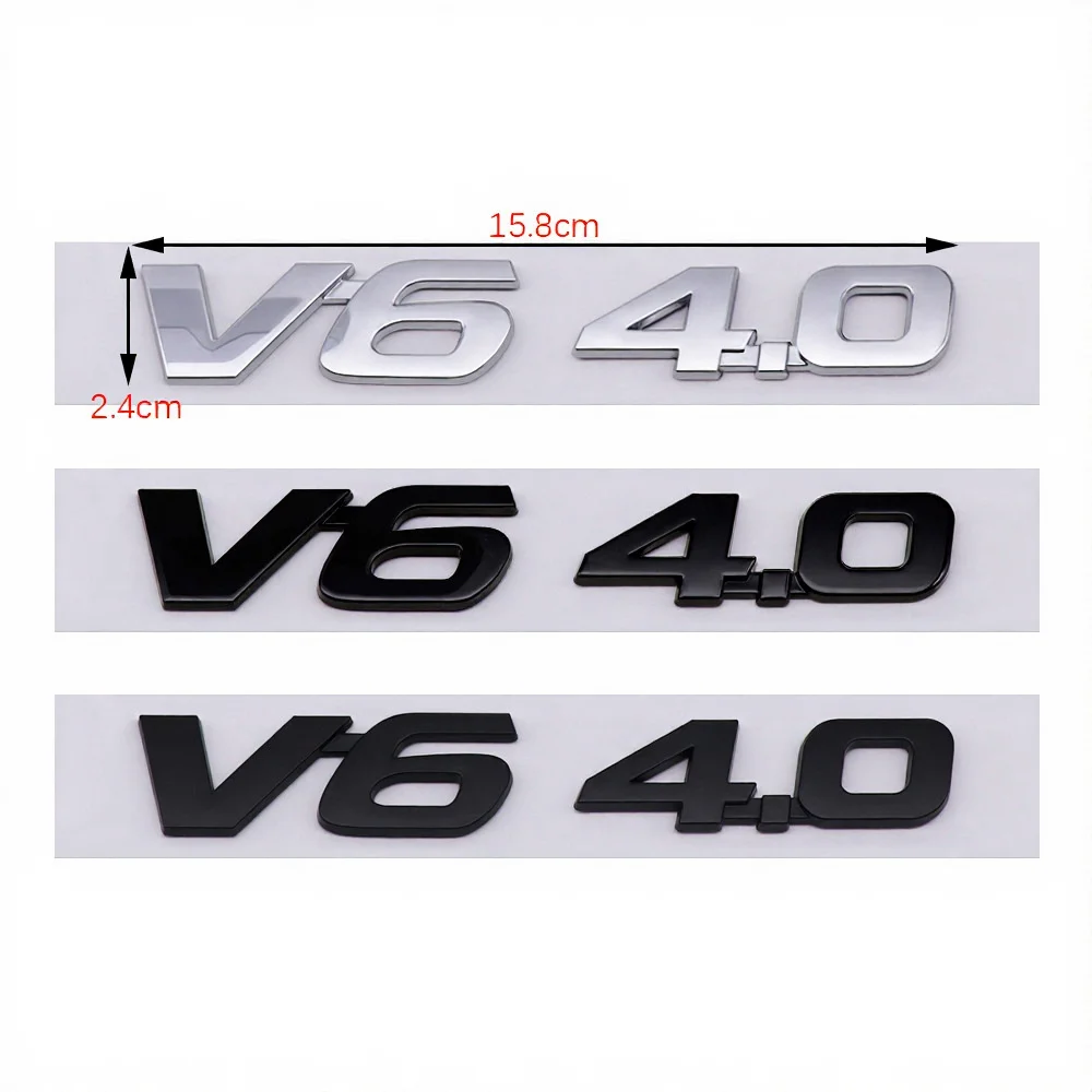 3D ABS V6 4.0 Letters Numbers Car Emblem Badge Decal Sticker for Hilux Tailgate Rear Trunk Refit Styling Accessories