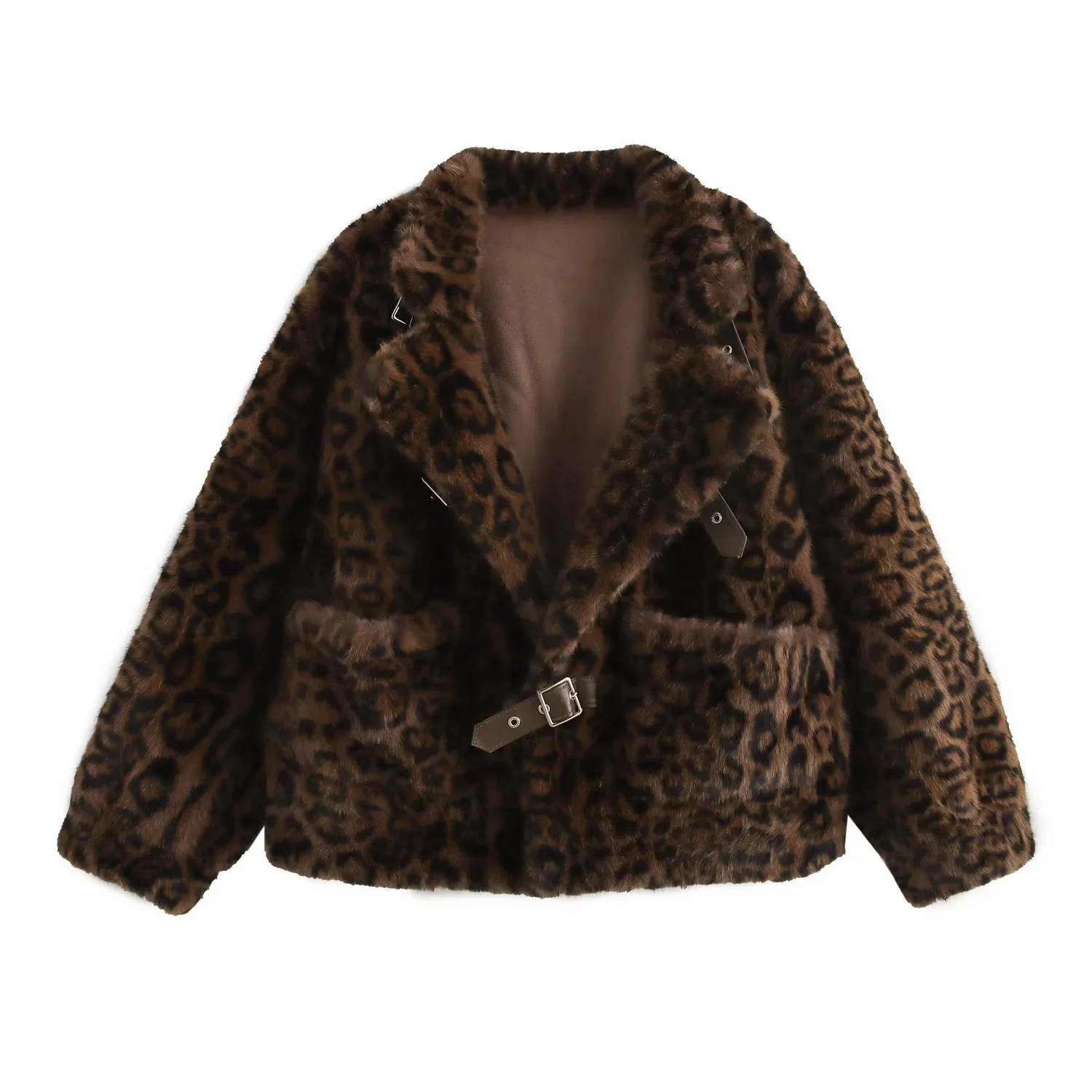 

Women's Faionable Leopard Print Cotton Jaet H25 with Multiple Leather Buttons Versatile Long Sve Spring Outerwear