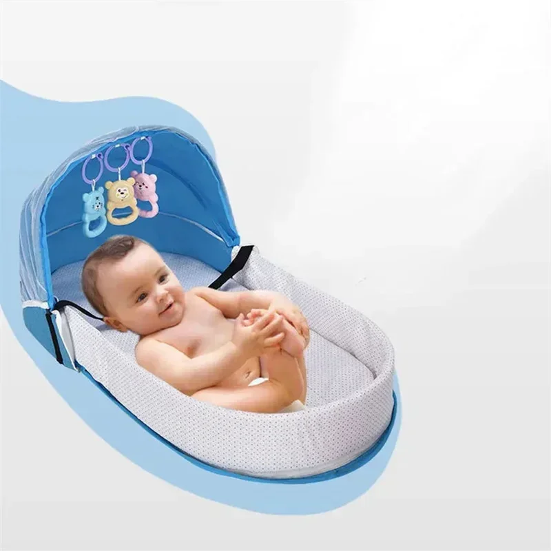 Foldable Portable Newborn Baby Bed, Bionic Isolation Travel Bassinet, Anti-Stress Infant Crib