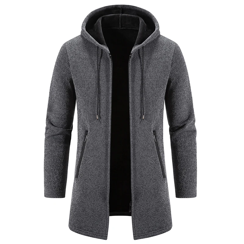 

Men Long Sweatercoats Winter Hooded Cardigans Sweaters New Fashion Men Outwear Casual Sweaters Wool Liner Thicker Warm Sweaters