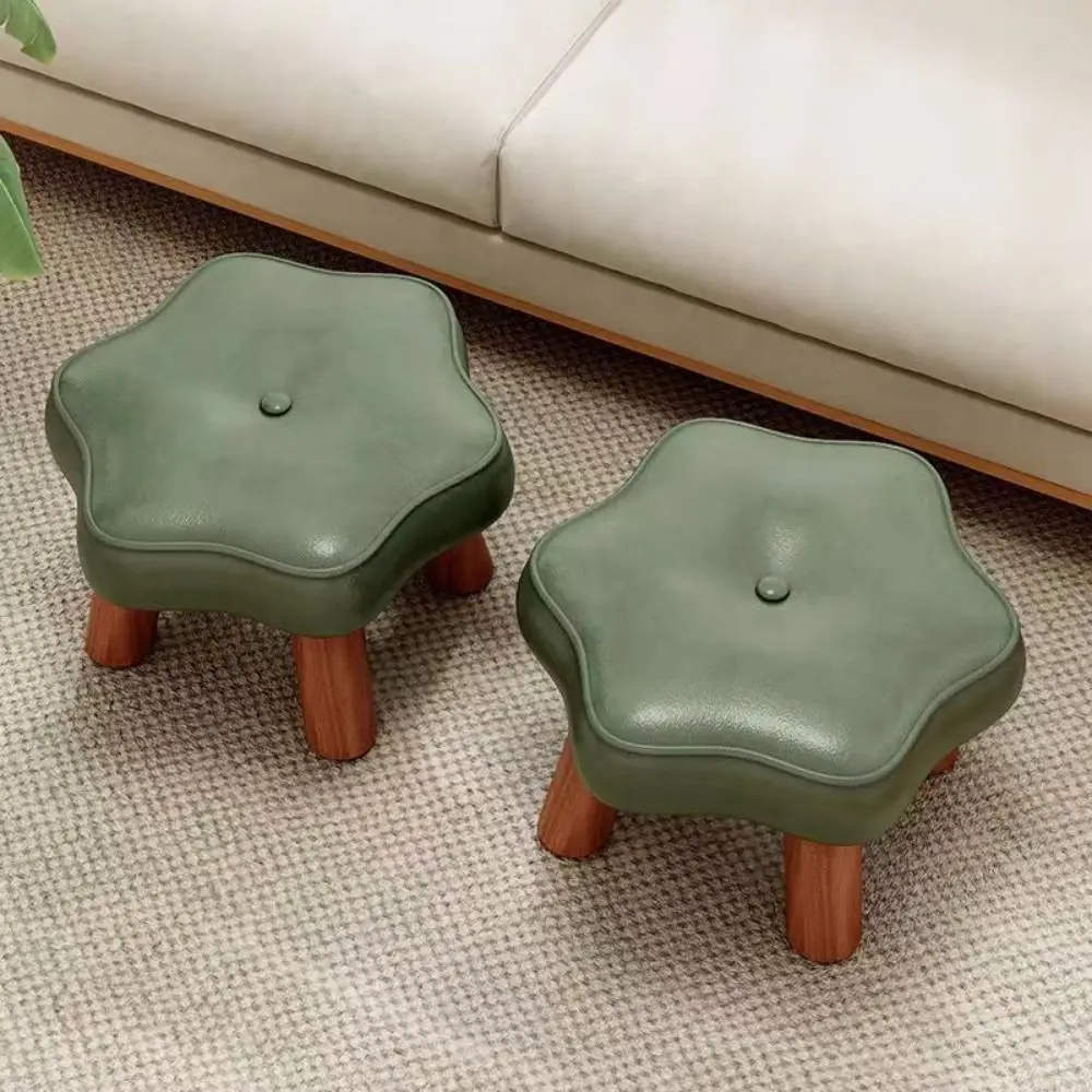 

Мягкий маленький табурет для ног из цельного дерева, нескользящий водонепроницаемый стул для пеленания обуви, утолщенная губчатая подушка, большое несущее низкое сиденье