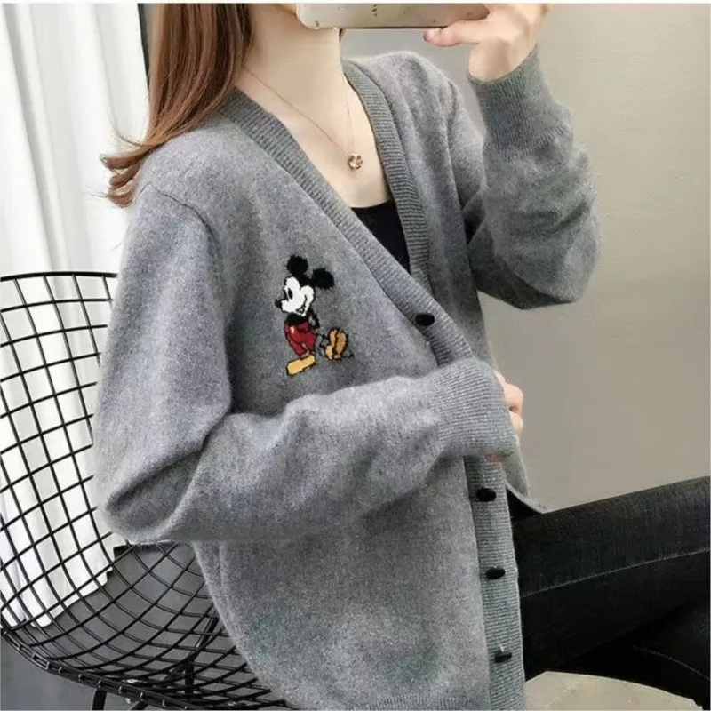 Korean popular clothes Winter Cardigan Jumper Tops V-neck Casual Sweater Women Long Sleeve Loose Sweater Knitwear Girl