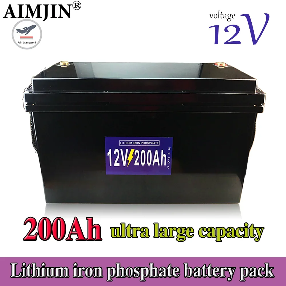 New 12V 200Ah LiFePo4 Battery Pack Lithium Iron Phosphate Batteries Built-in BMS For Solar Boat