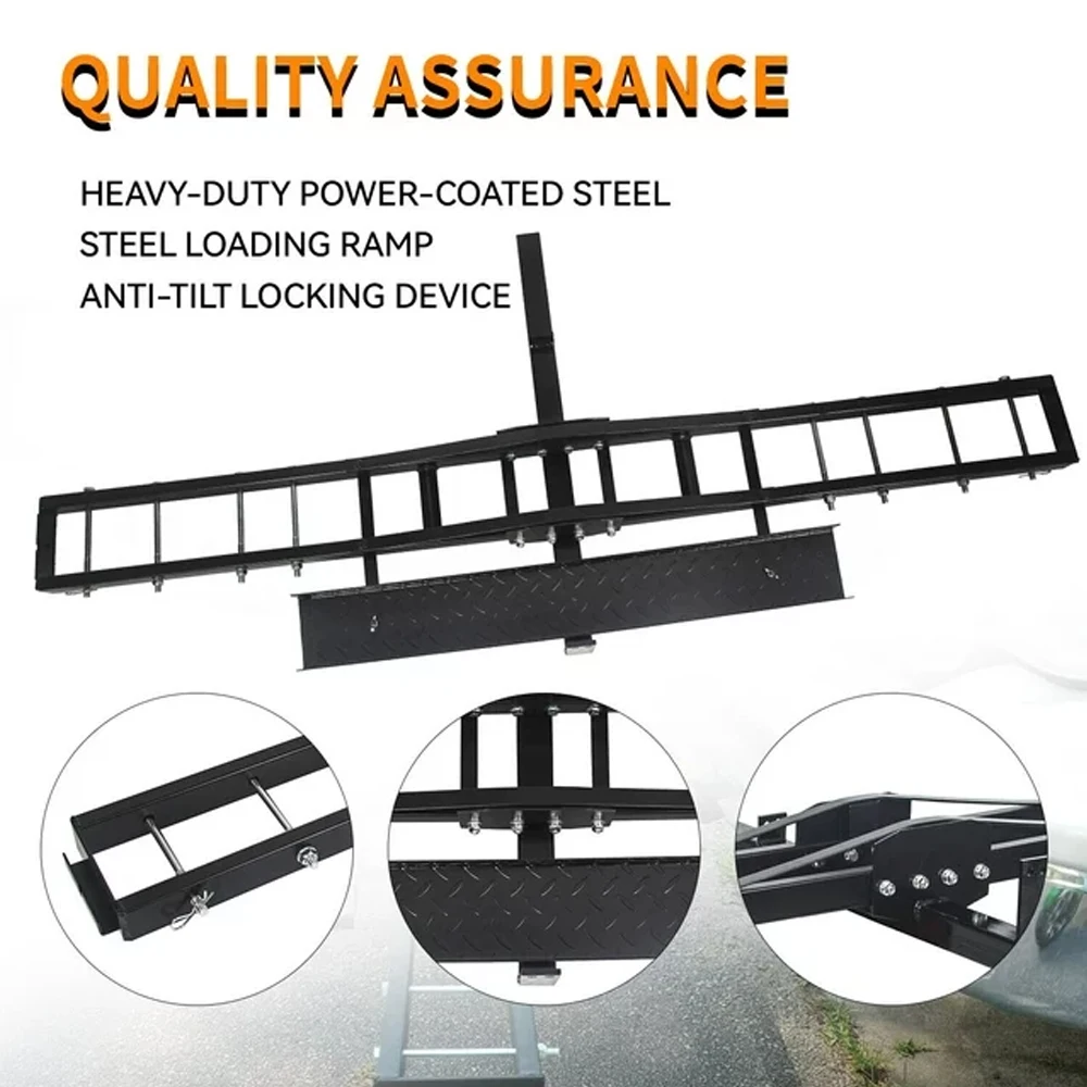 75" Motorcycle Dirt Bike Hitch Carrier Hauler Loading Ramp Holds 500 Lbs Mount Hauler Ramp Heavy Duty Bike Hitch Carrier Hauler