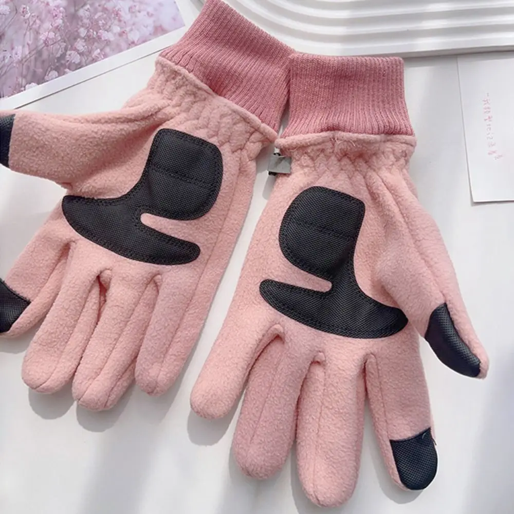 Polar Fleece Winter Gloves Touchable Screen Wear-resistant Driving Mittens Windproof Cold Proof Full Finger Gloves