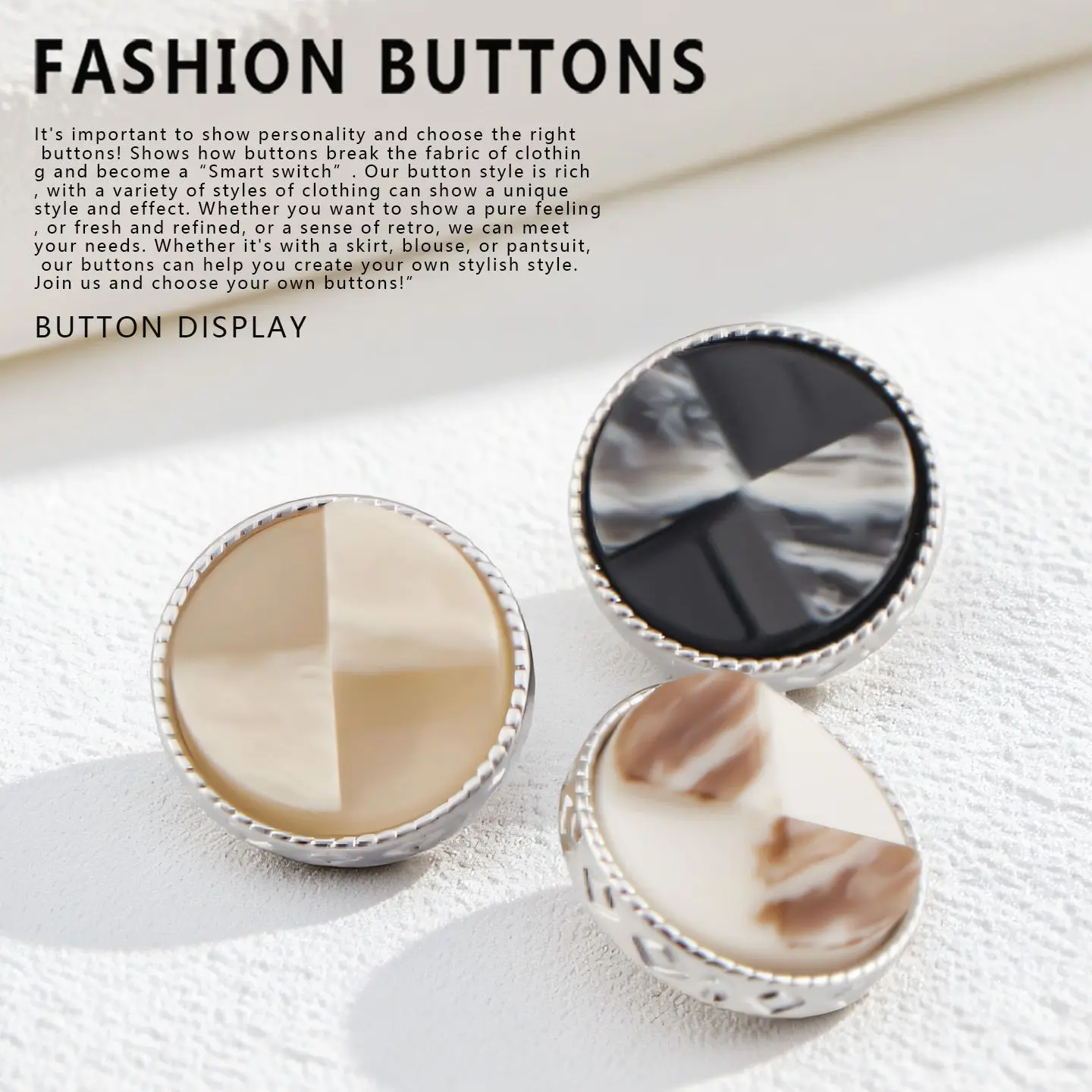 Sweater metal buttons exquisite fashion round high-grade small fragrant clothes coat top versatile buttons