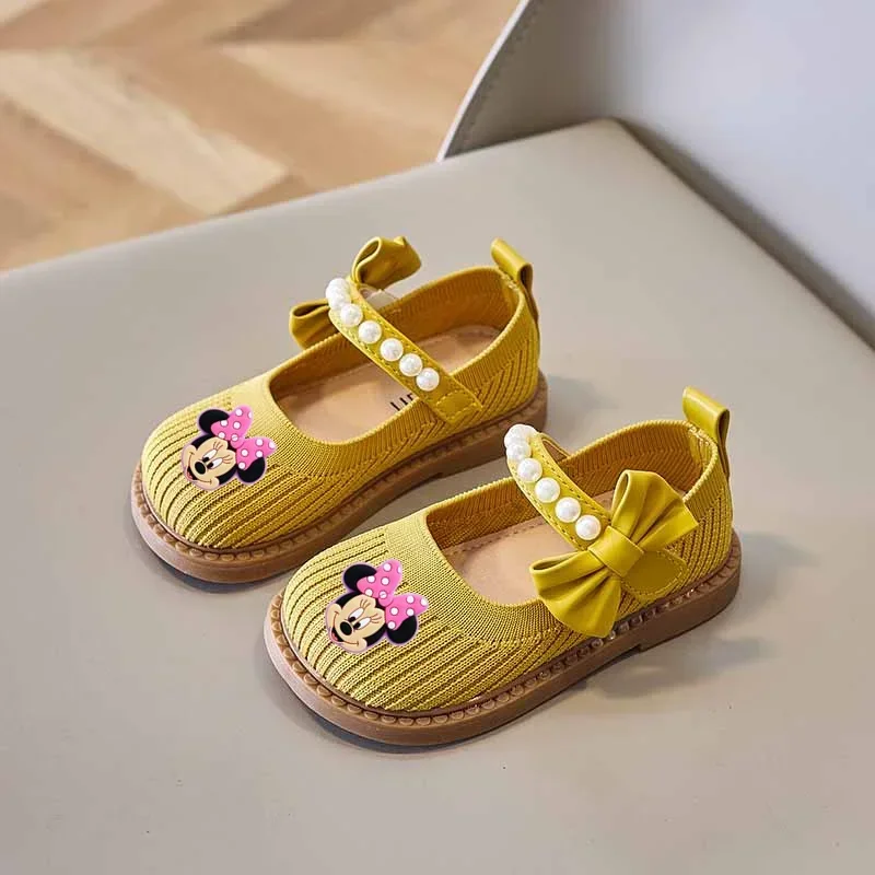 

Disney Mickey Mouse Kids Casual Shoes Spring New Bow Girls Princess Shoes Kids Soft Sandals Minnie Princess Performance shoes