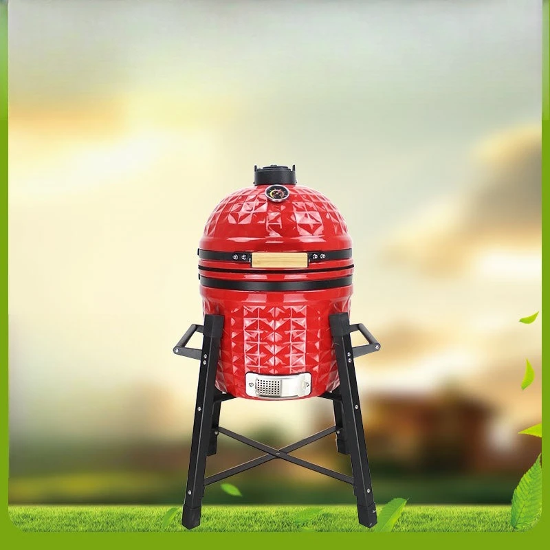 AUPLEXkamadogrill 15 Inch Ceramic Grill Balcony BBQ Party Smoke Grill Portable