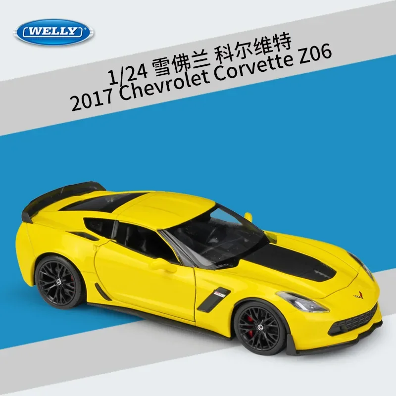 

Welly 1:24 Chevrolet Corvette 2017 Corvette Z06 Sports Car Imitation Alloy Car Model Toy Collection Display Gifts