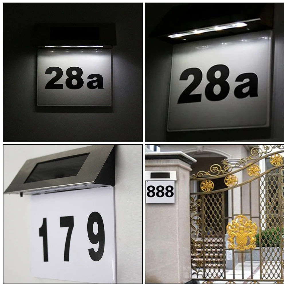 1 Set Address Sign Waterproof Outdoor House Number Light For Garden Pathway Porch Solar Powered Led Wall Lamp, Solar Doorplate
