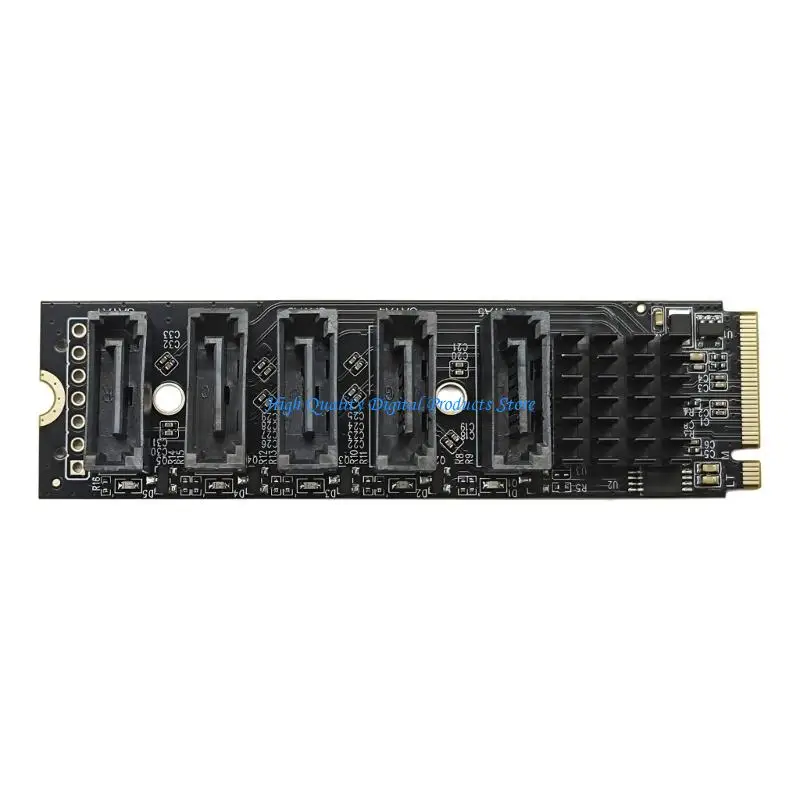U2JE M.2 Key-M to 5 Port Sata3.0 Drive Expansion Card for Internal Storage Growth