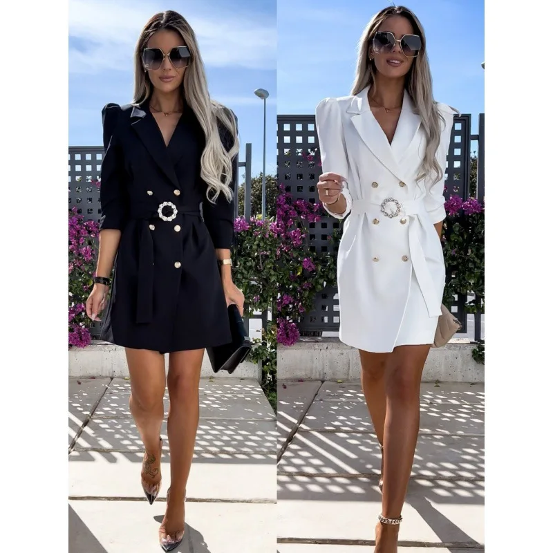 Fashion new suit jacket dress with belt