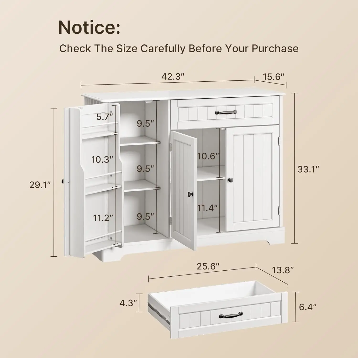 Kitchen Sideboard Buffet Cabinet with Storage Small Coffee Bar Cabinet with Drawer, Kitchen Pantry Storage Cabinet