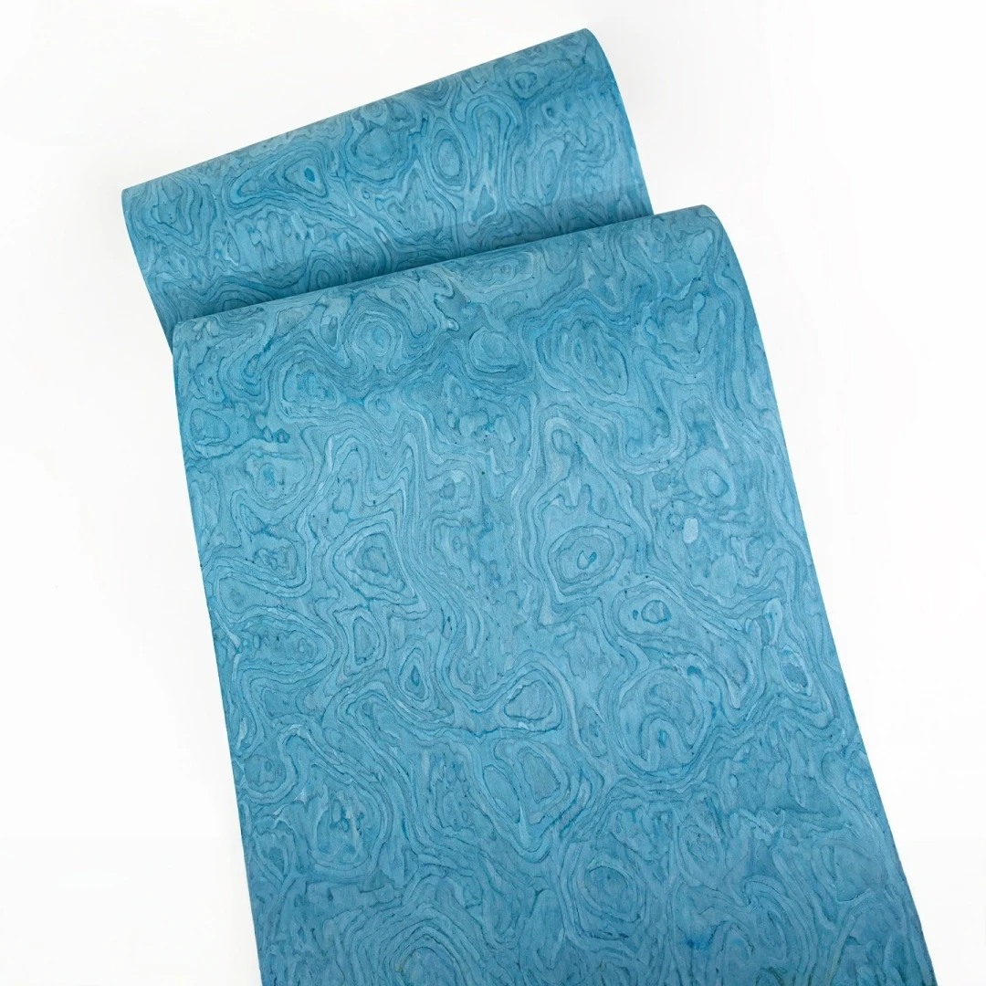 58x250cm Bright Blue Burl Style Engineered Wood Veneer For Furniture Cabinet Doors Interior Renovation DIY Inlay