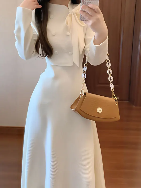 

Нежный ветер Ele Fake из двух частей Dr, простая хлопковая длинная юбка с высокой талией, осенне-зимняя модная повседневная юбка Ele