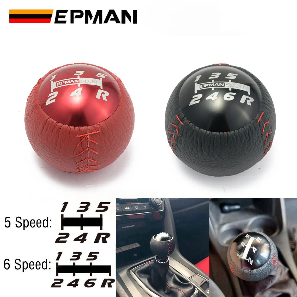 

EPMAN JDM Style Leather Car Gear Shift Knob M10x1.5 for Honda CRZ Type R Civic FA5 FG2 S 6/5 Speed EPAA01G36K