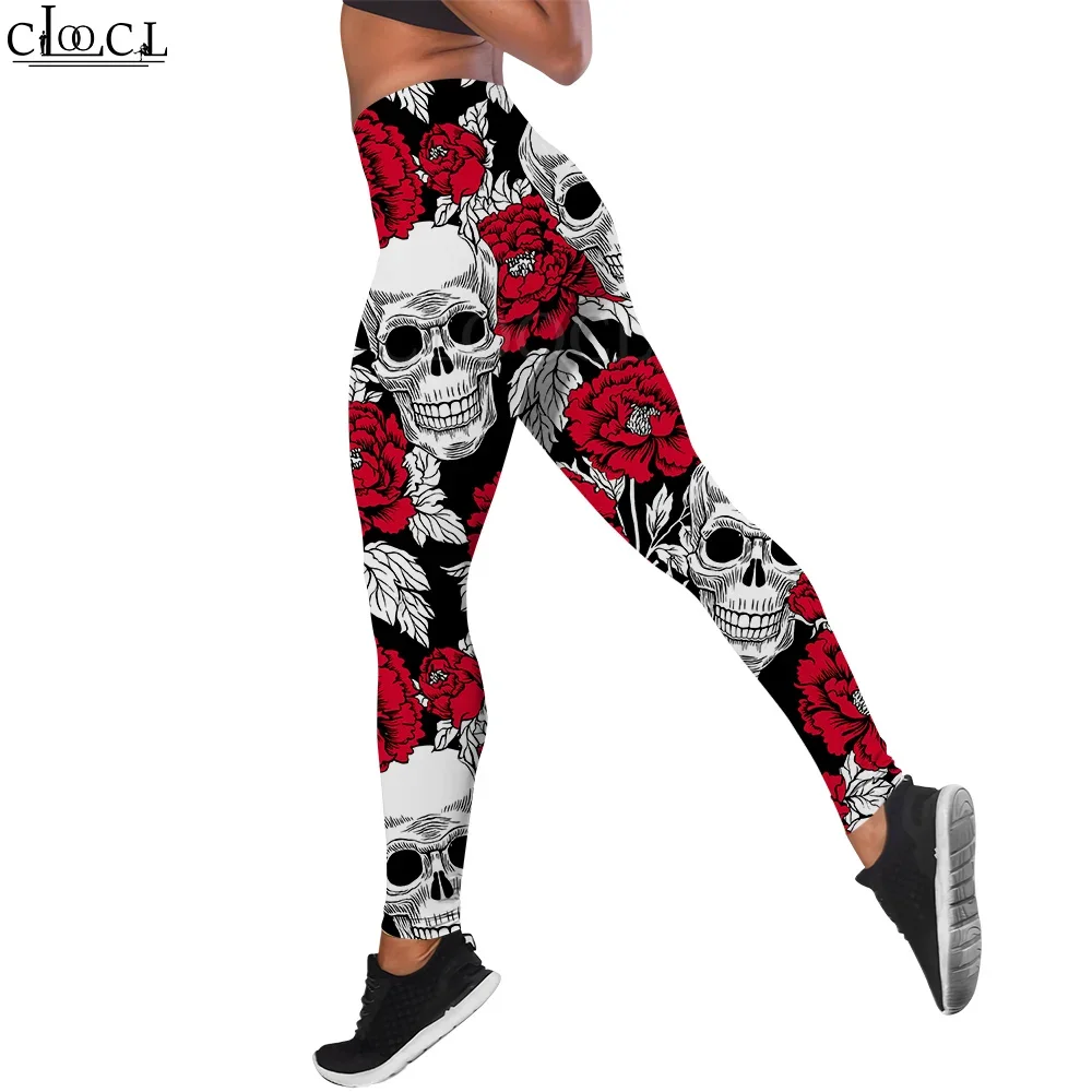 

CLOOCL Women Legging Peony Skull Pattern 3D Printed Trousers for Female Workout Push Up Jogging Gym Sports Leggings