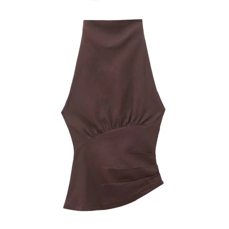 

Женский летний повседневный топ без рукавов с асимметричным подолом и открытой спиной, идеально подходит для пляжных дней и летних вечеринок.