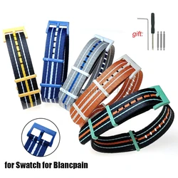22mm Strap for Swatch for Blancpain Joint Five Oceans Fifty Fathoms Bracelet Nylon Weave Watchband Men Women Indian Ocean Band