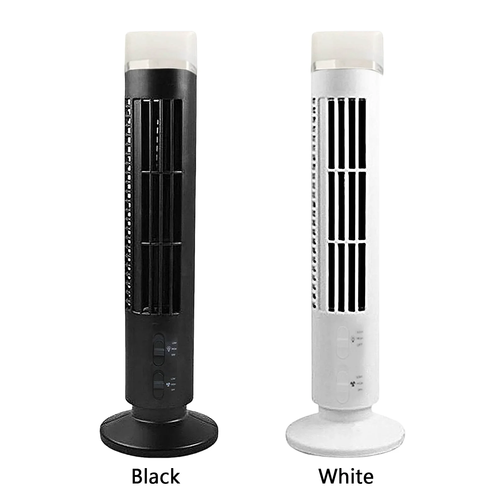 Vertical Air Conditioning Fan 3W Electric Tower Fan Bladeless with Light USB Plug-in Or Battery Powered 2-speed for Office