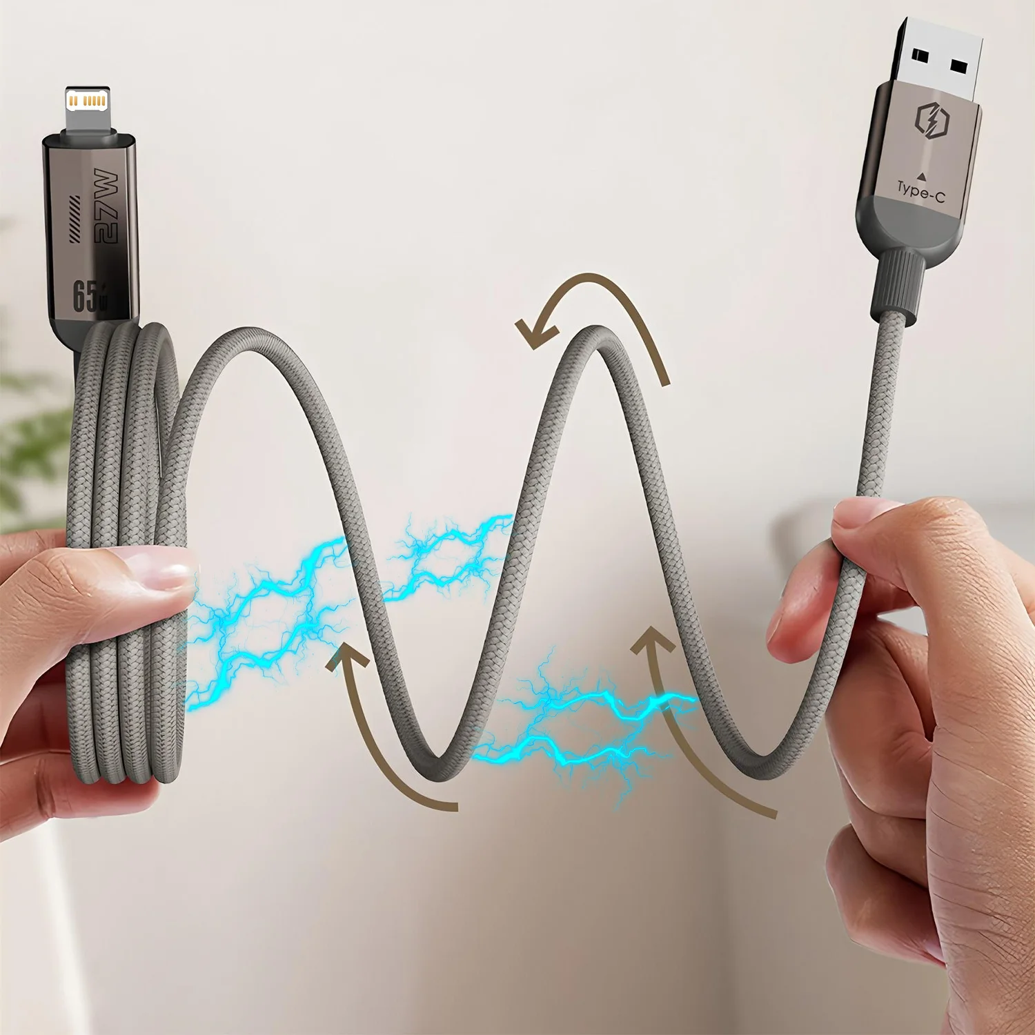 

65W 4in1 Type C Charging Cable PD 65W Fast Charge PD to Type C Cable for Universal Charging 2 In 2 Magnetic Absorption Storage