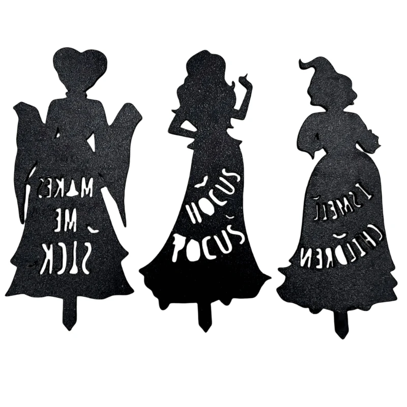 Eerie Witch Silhouettes Garden Stake Haunting Witch Silhouettes Outdoor Sign Festival Halloween Lawns Stake Insertion