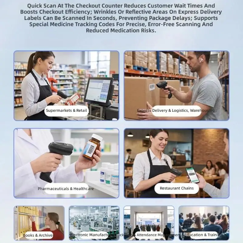 Handheld  Barcode Scanner USB Label Maker for Inventory Entry and Display
