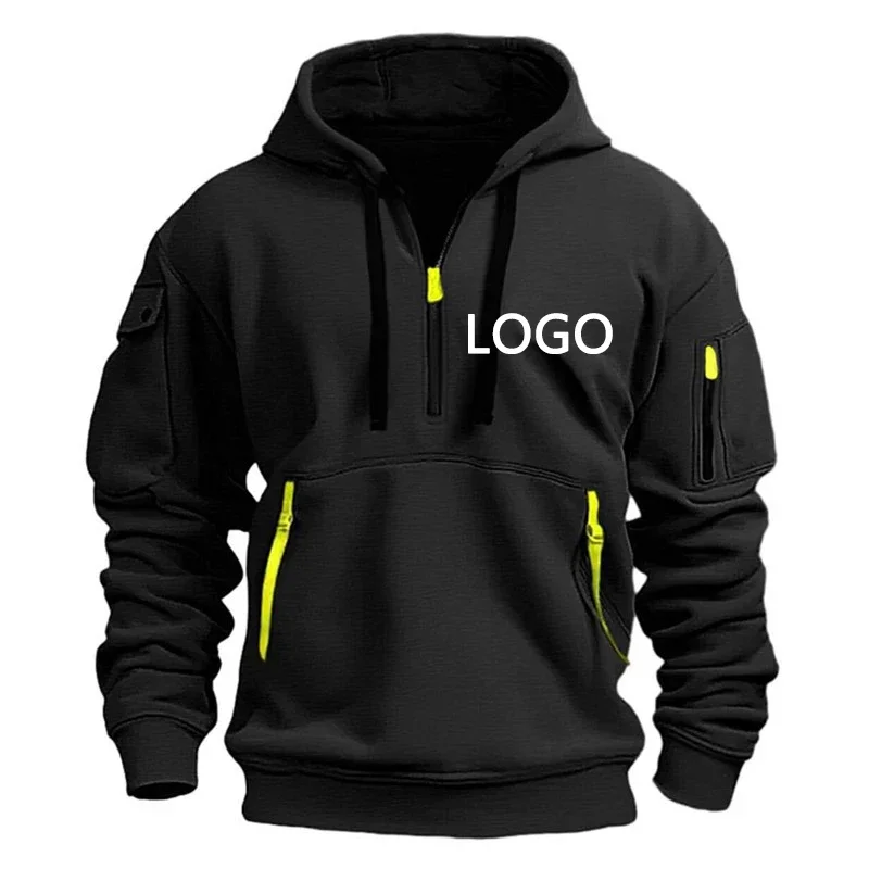 Customized Shoulder Drop Hoodies Men Leisure Sport Multi Zipper Arm Pocket Loose Sweatshirts Women Fashion Hoody Jacket Pullover