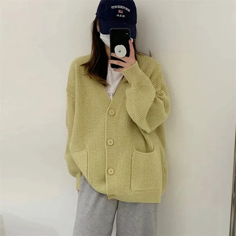 

2024 Fall WinterWomen's Cardigan Sweater Jacket V-neck Short Single-breasted Knit Sweater New Outer Fashion Casual Top Y118