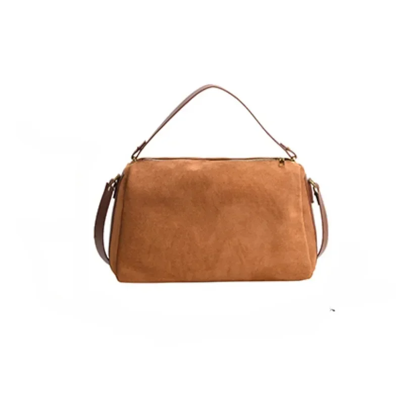 Suede Solid Color 2024 Autumn Hot Selling Handbag Zipper Versatile Fashion Shoulder Bag Soft Simple Popular Crossbody Bag