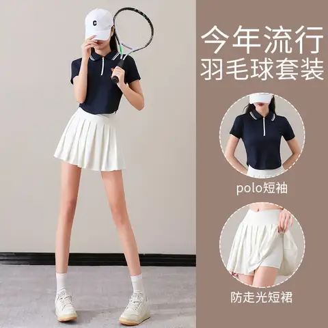 Bellissimo uniforme da badminton per donna, nuova tuta sportiva da tennis dell'estate 2025, gonna corta ad asciugatura rapida, top fitness, polo