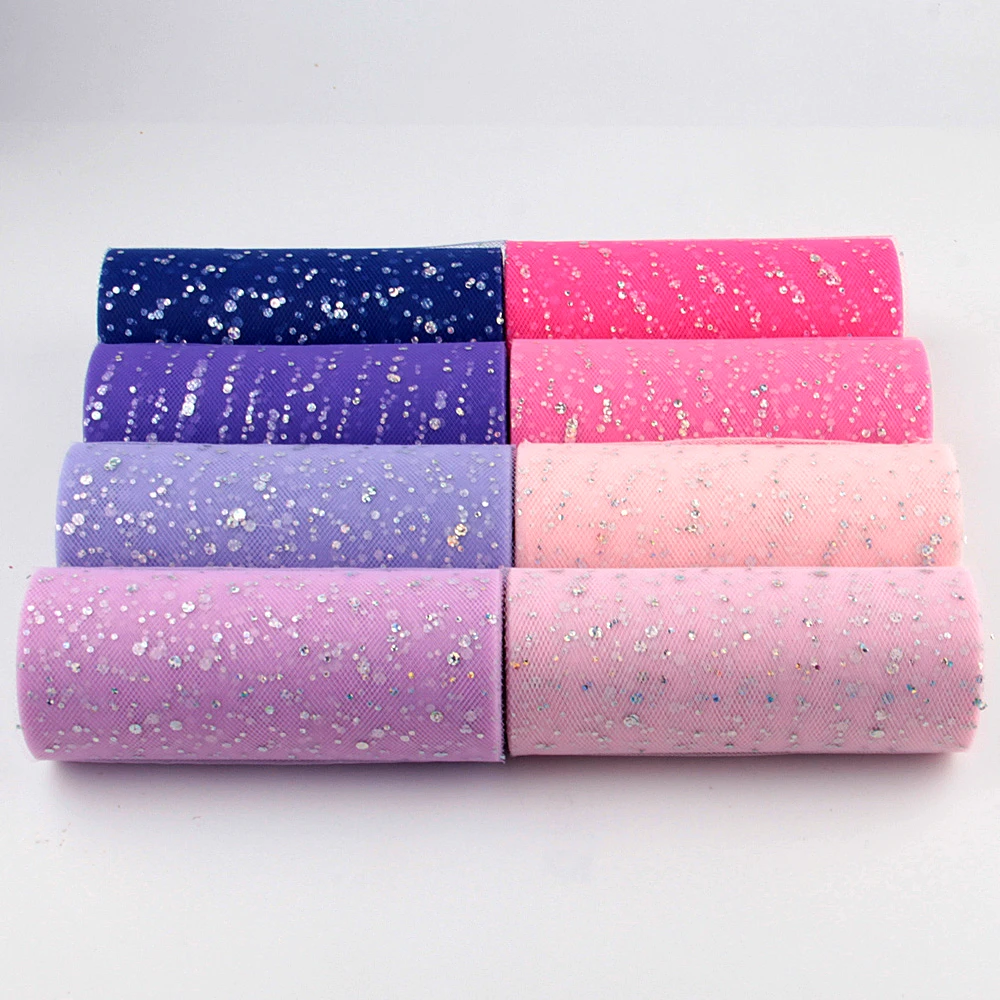 15cm 10Yards Glitter Sequin Tulle Roll Tutu Fabric Organza Laser Crafts White Tulle Baby Shower Party Decor Wedding Decoration