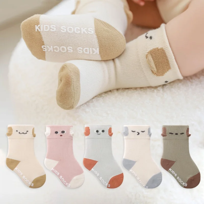 

1 Pair Sofr Baby Sock for Boy Girl Cute Cartoon Expression Calf Sock for Infant Cotton Elastic Warm Sock Clothes Accessories