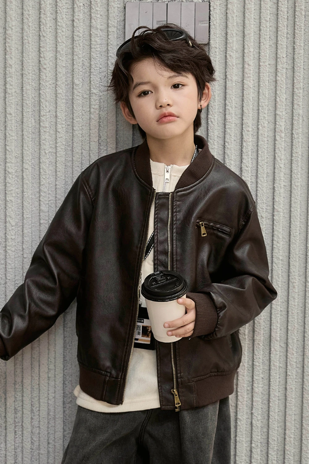 New Boys Motorcycle Faux Leather Jacket Spring Autumn Biker Style Coat Cool Handsome Kids Outerwear Trendy Jacket for Boys