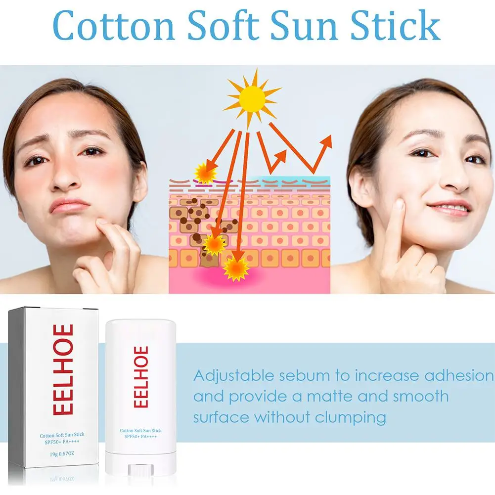 Cotton Soft Sunscreen Stick Natural Concealer UV Protection Protective Sunscreen Cream Korean Care Stick Skin S7J1