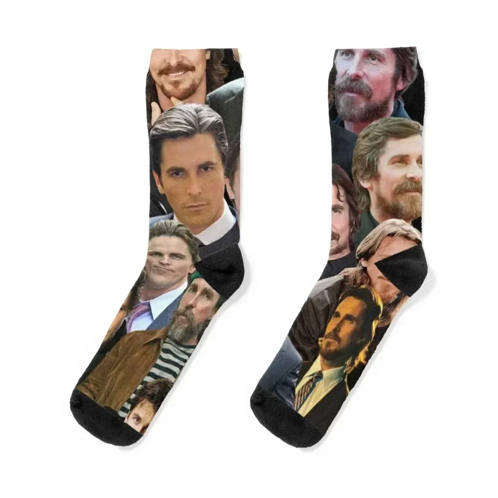 christian bale photo collage Socks Novelties with print halloween christmas gift Socks Men's Women's