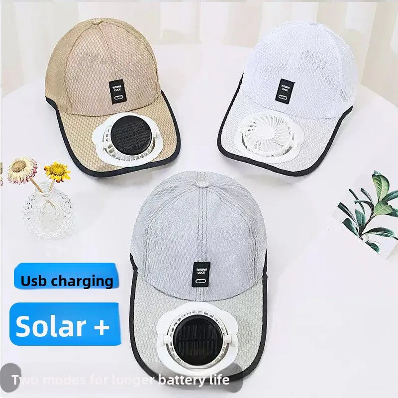 Adult Summer Solar Powered Cap with Built in Fan Men Women Breathable Mesh Sun Protection Outdoor Visor Hat Cooling