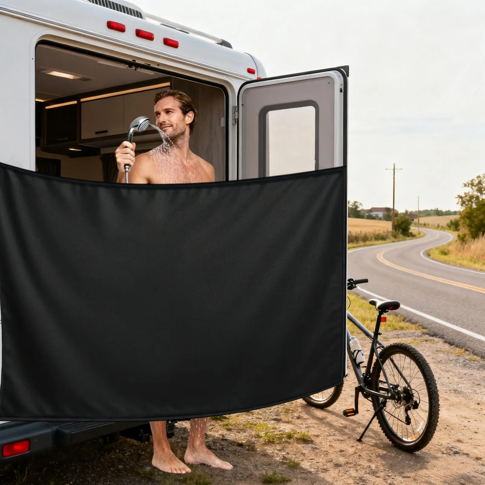 Tenda per porta posteriore per camper, magnetica, impermeabile, regolabile, per privacy, con ganci magnetici, per camion, SUV, roulotte, viaggi all'aperto