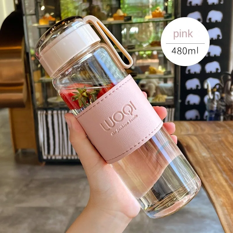 Japanese Style Fashion Glass Bottle 480Ml Wtaer Bottle with Tea Infuser Insulation Sleeve High Temperature Drinking Bottles Milk